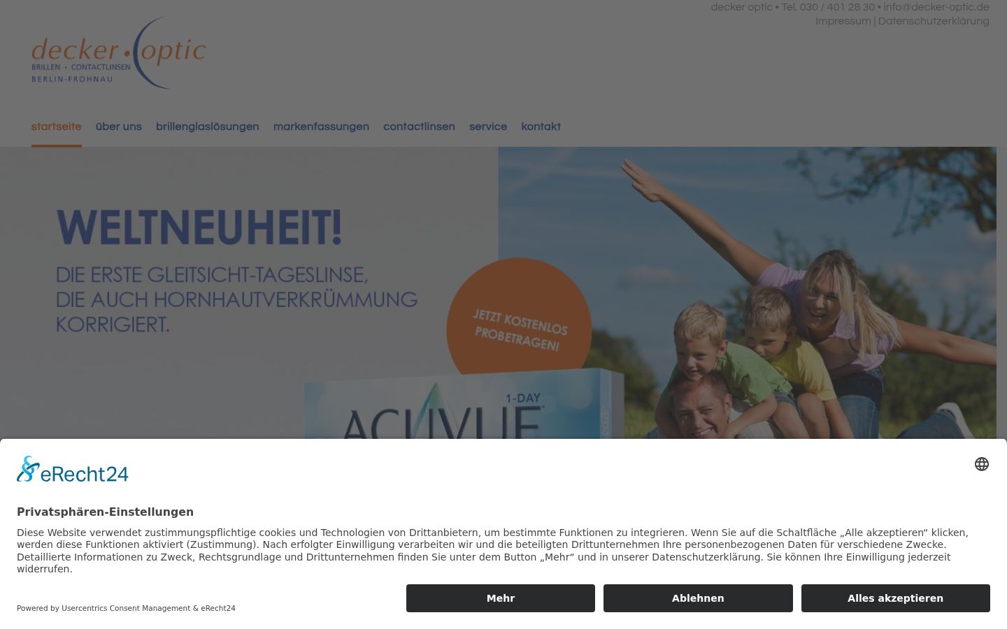 Screenshot del banner di consenso mostrato prima di qualsiasi interazione