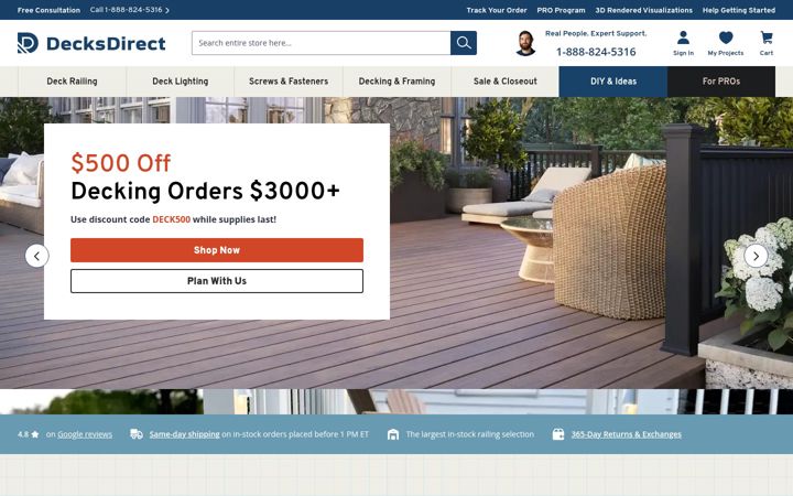 Screenshot of decksdirect.com