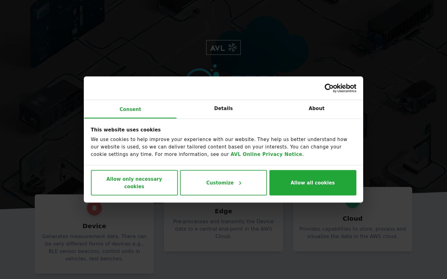 Screenshot del banner di consenso mostrato prima di qualsiasi interazione