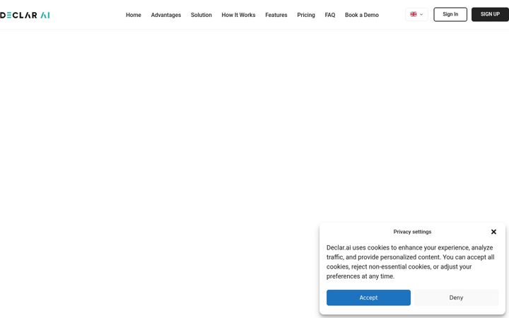 Posnetek zaslona declar.ai