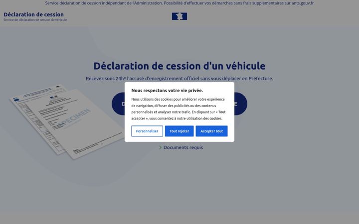 Screenshot ta' declaration-vente.fr