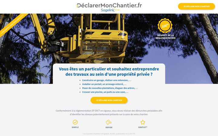 Screenshot ta' declarermonchantier.fr