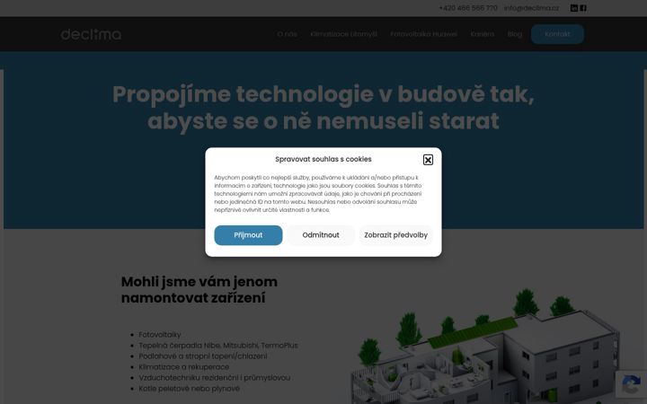 Skärmbild av declima.cz