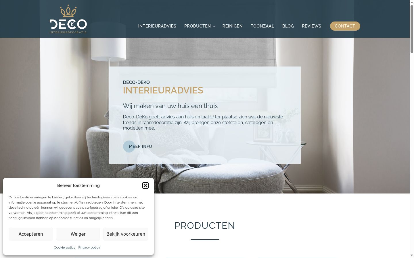 Screenshot of the consent banner shown before any interaction