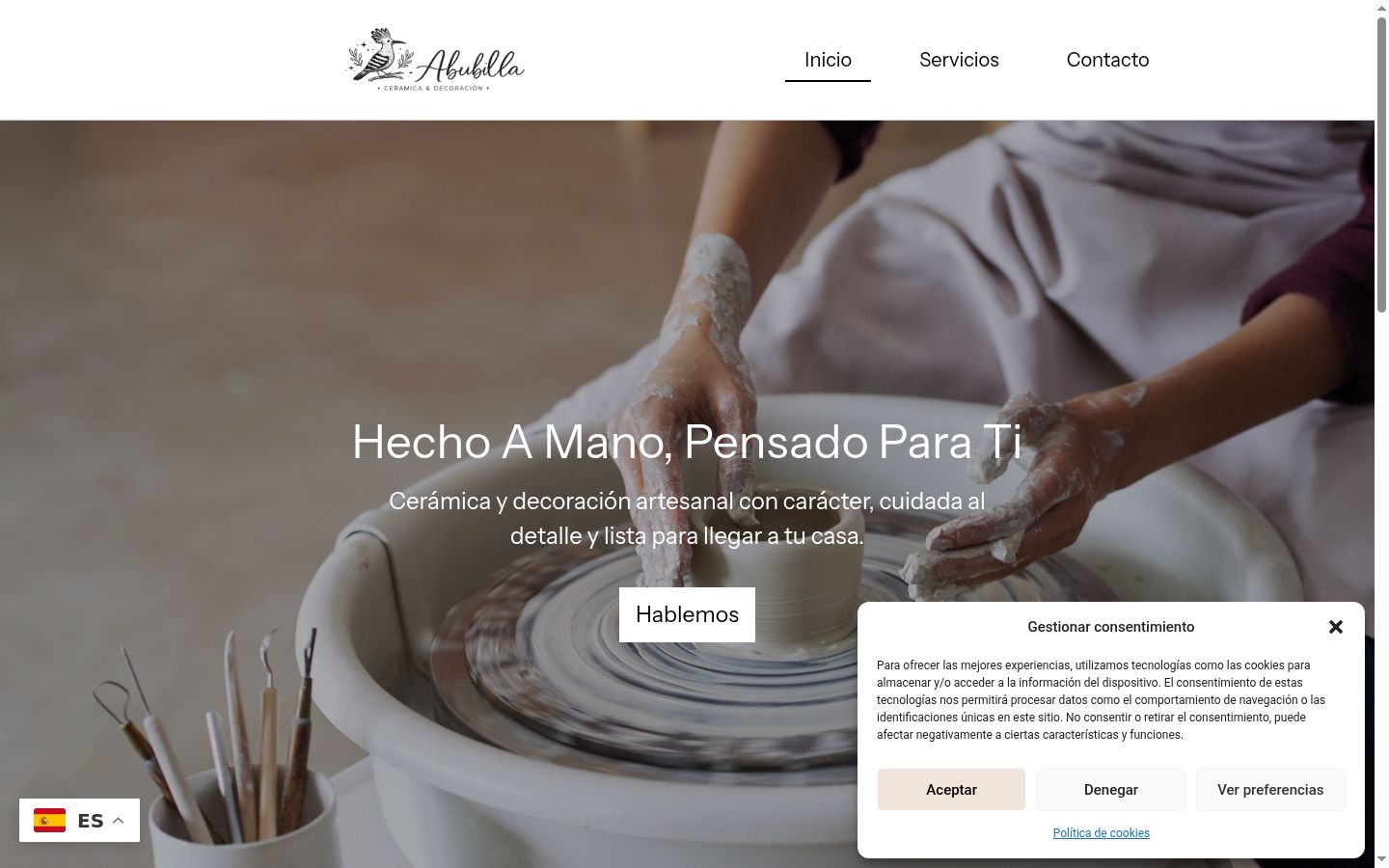 Skærmbillede af samtykkebanneret, som det blev vist før nogen interaktion