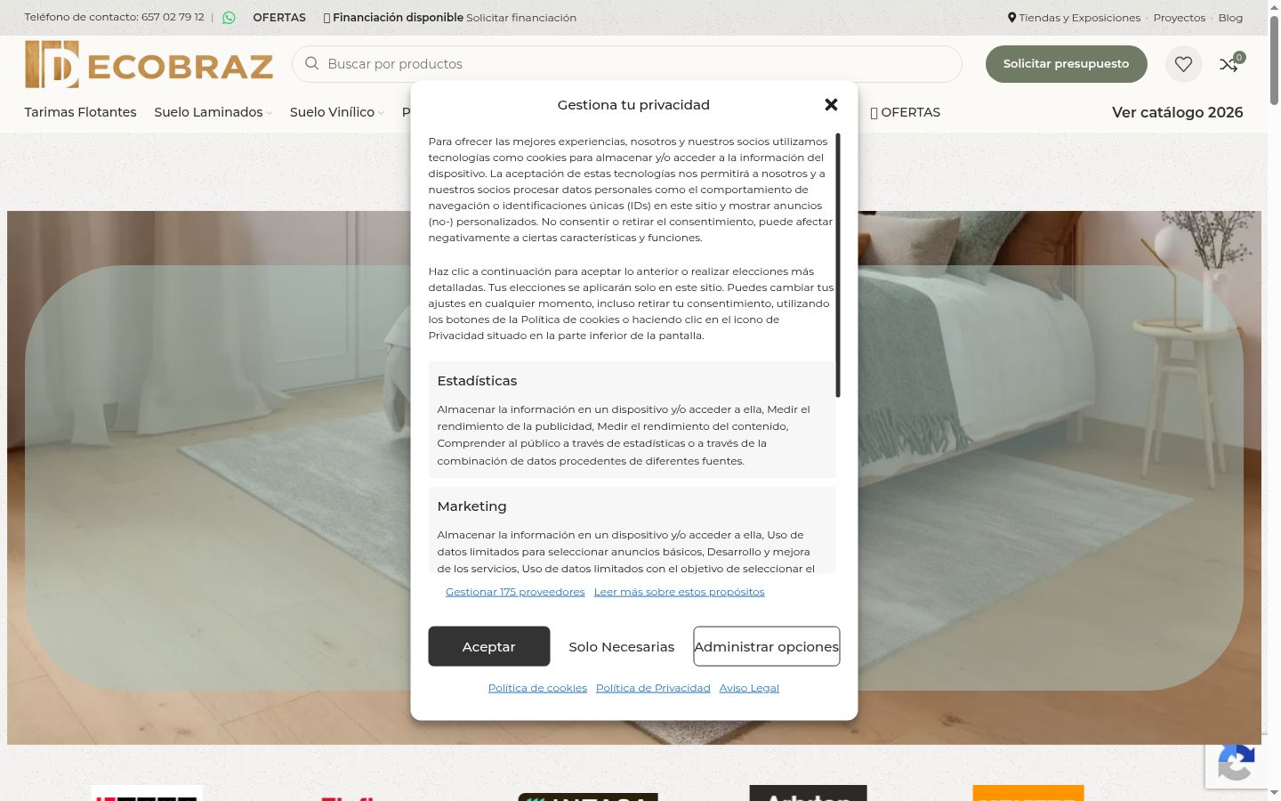 Screenshot del banner di consenso mostrato prima di qualsiasi interazione