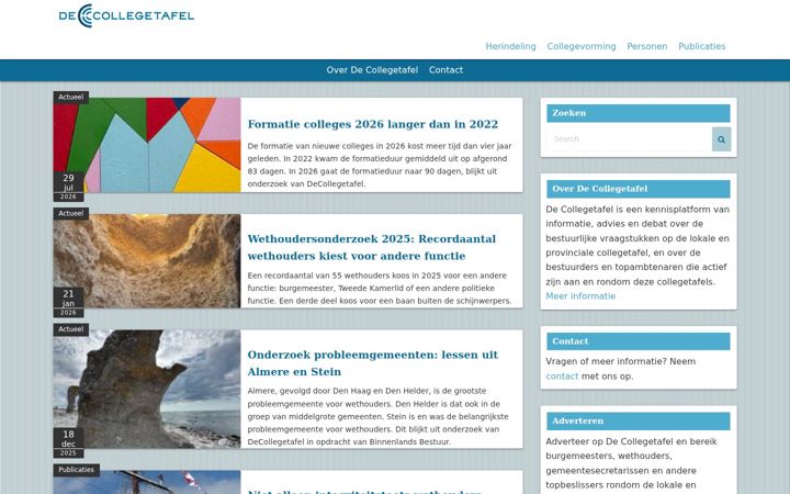 Ekrano kopija decollegetafel.nl