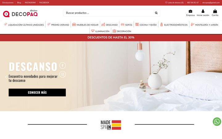Captură de ecran a decopaq.es
