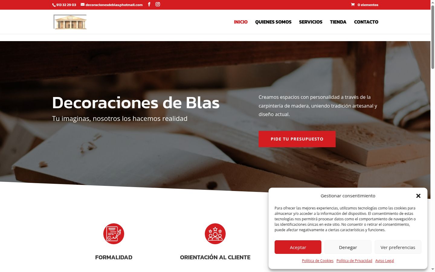 Screenshot del banner di consenso mostrato prima di qualsiasi interazione