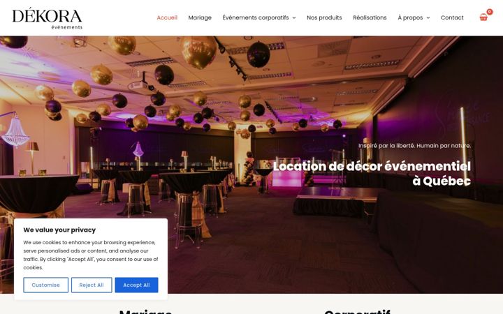Screenshot of decoraevenements.com