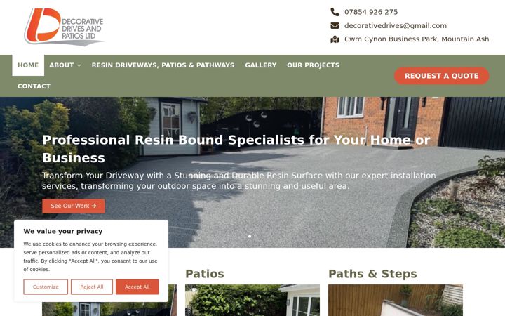 Screenshot ta' decorativedrivesandpatios.co.uk
