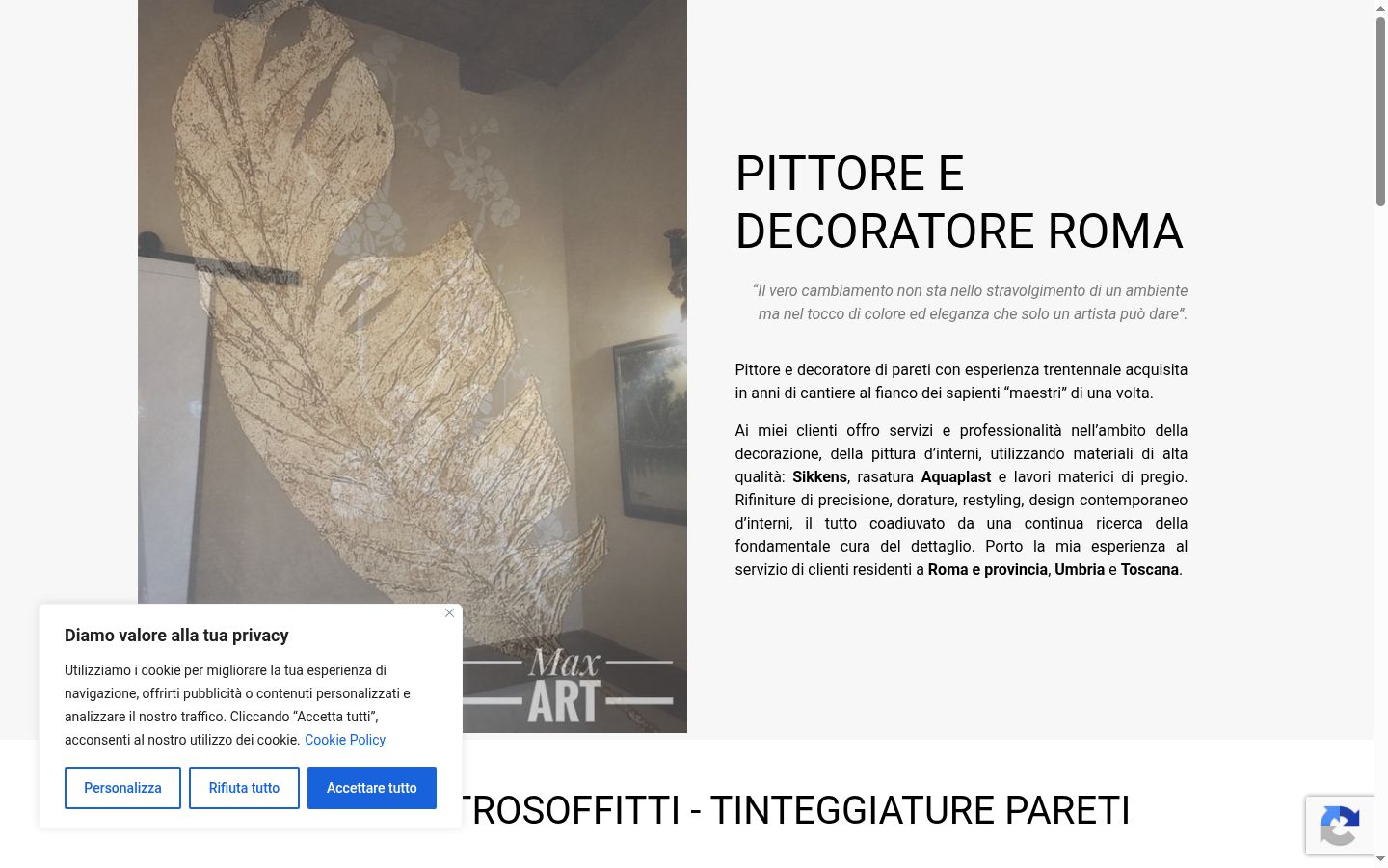 Screenshot del banner di consenso mostrato prima di qualsiasi interazione