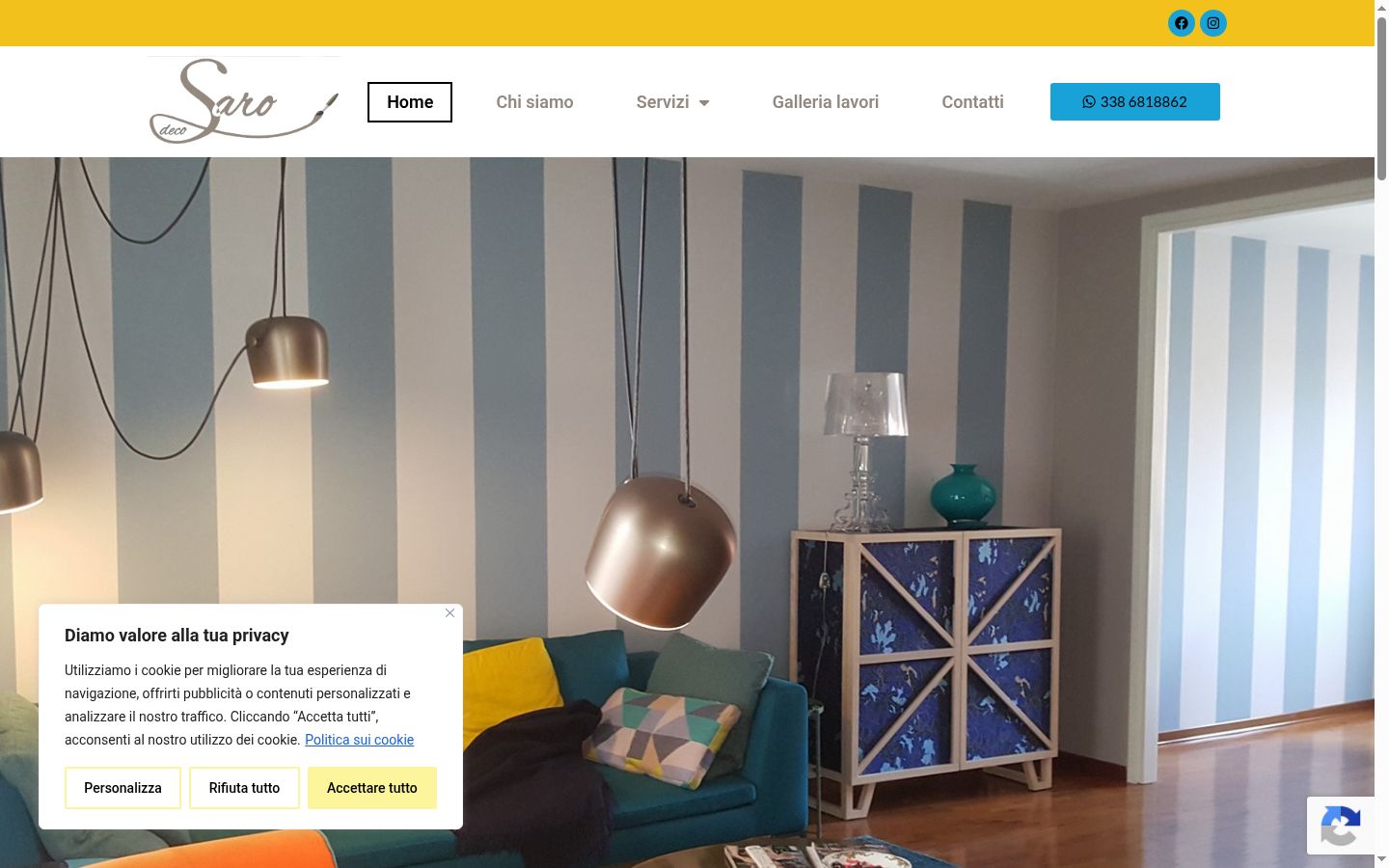 Screenshot del banner di consenso mostrato prima di qualsiasi interazione