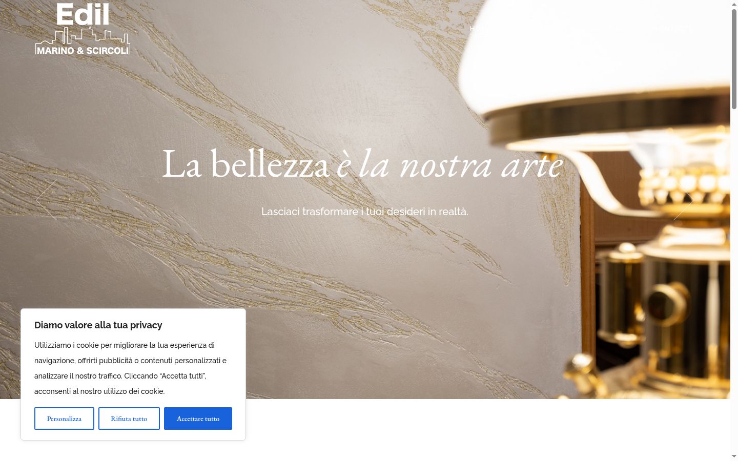 Screenshot del banner di consenso mostrato prima di qualsiasi interazione