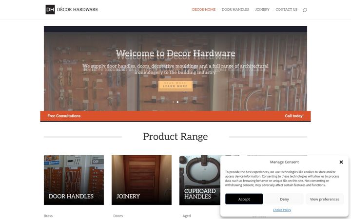 Snímek obrazovky decorhardware.co.za