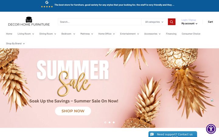 Screenshot of decorhomefurniture.com