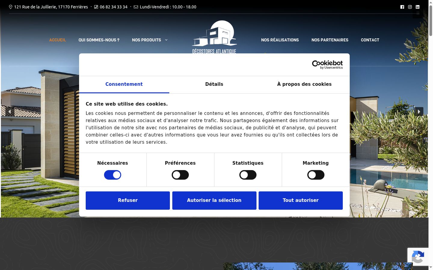 Screenshot van de toestemmingsbanner zoals getoond vóór enige interactie