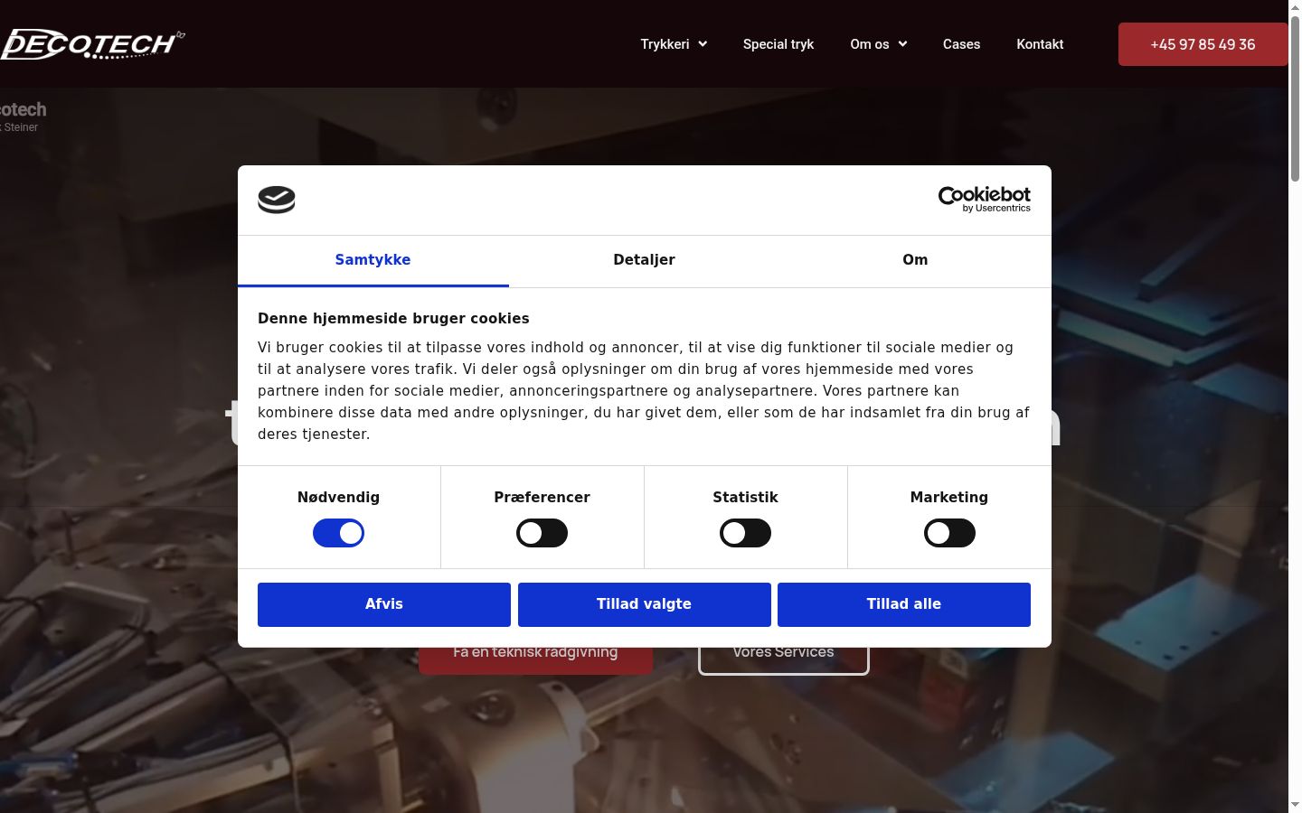 Screenshot of the consent banner shown before any interaction