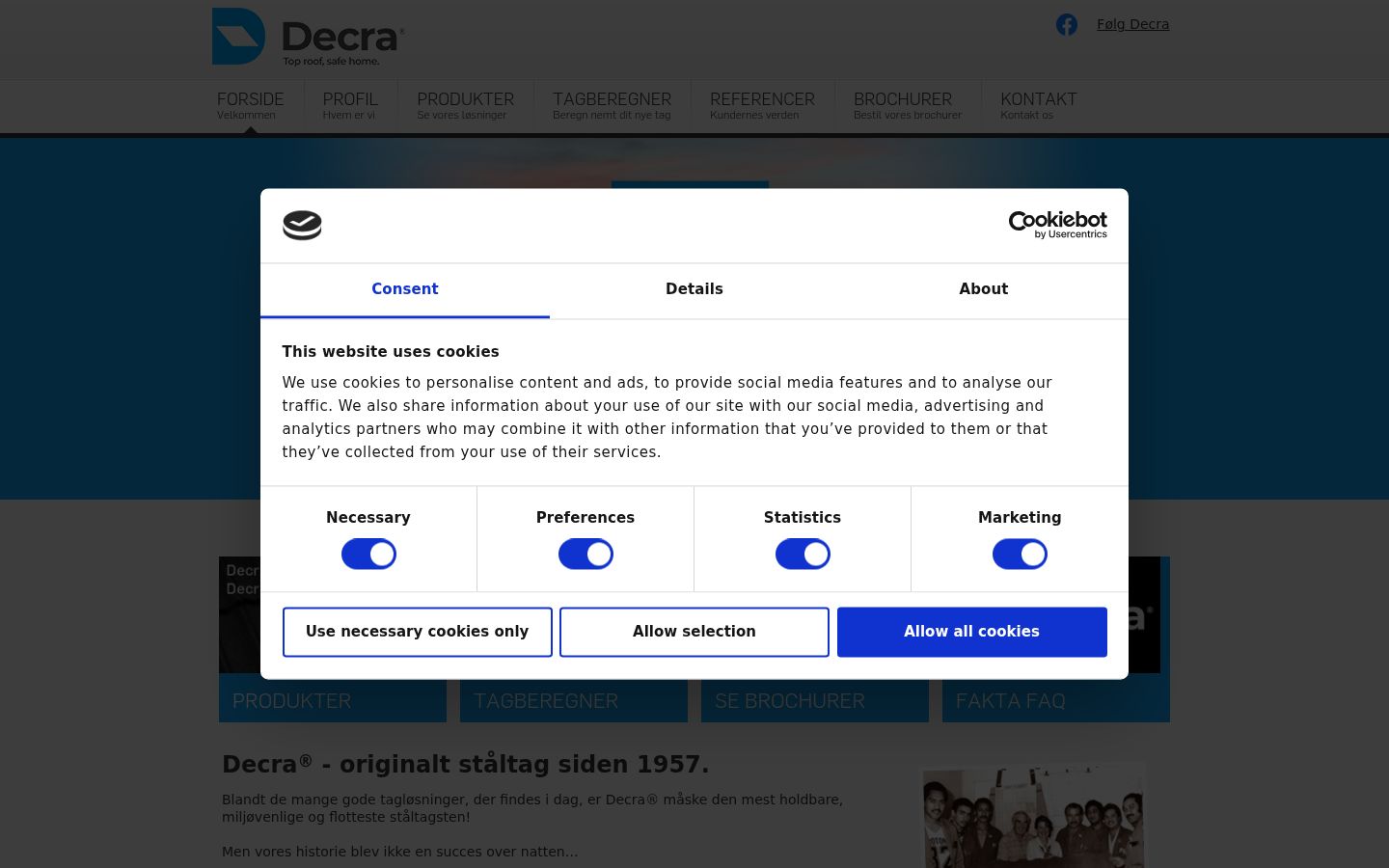 Screenshot of the consent banner shown before any interaction