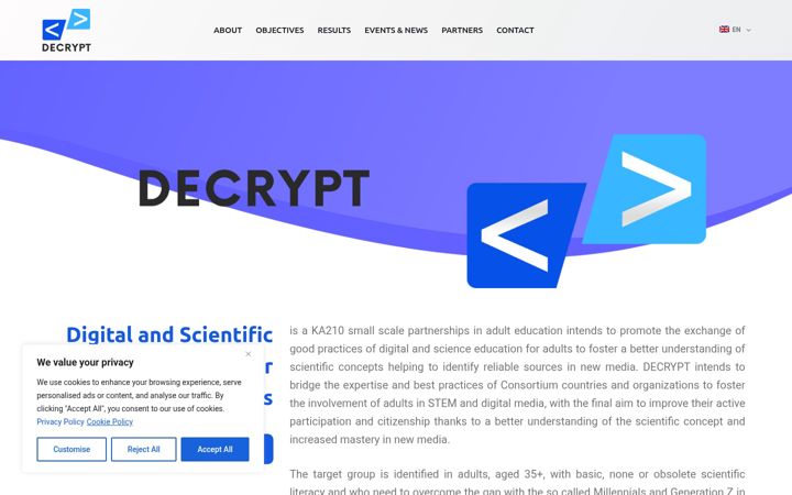 Posnetek zaslona decrypt-project.eu