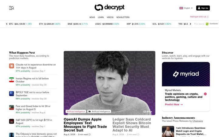 Capture d'écran de decrypt.co