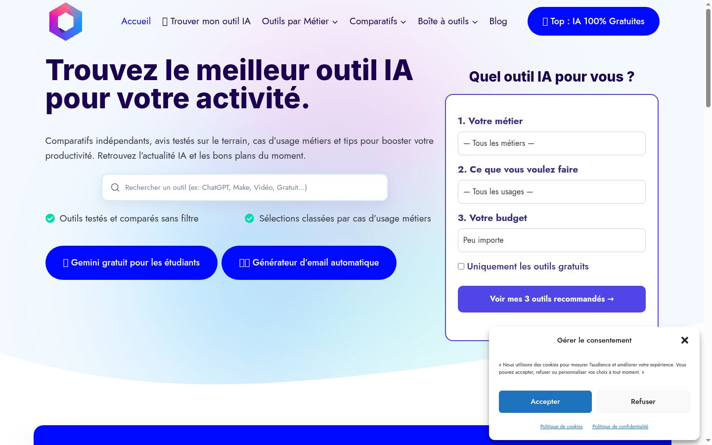 Screenshot van de toestemmingsbanner zoals getoond vóór enige interactie