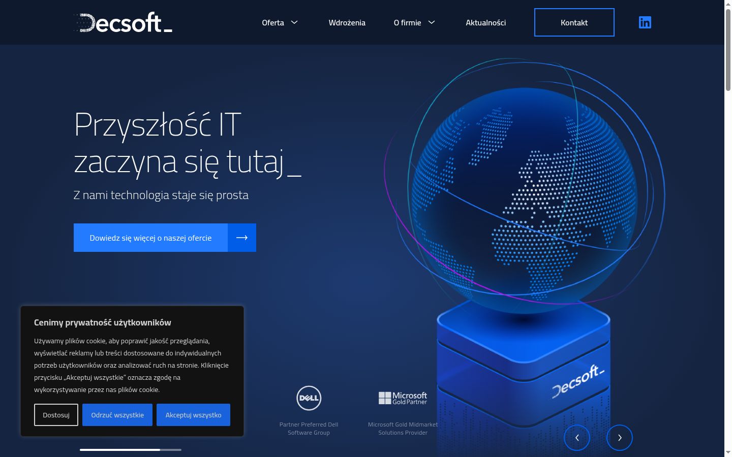 Screenshot del banner di consenso mostrato prima di qualsiasi interazione