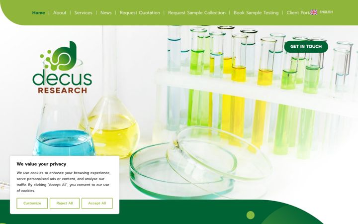 Screenshot of decusresearch.com