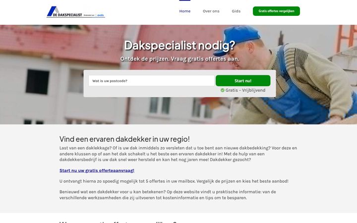 Skärmbild av dedakspecialist.nl