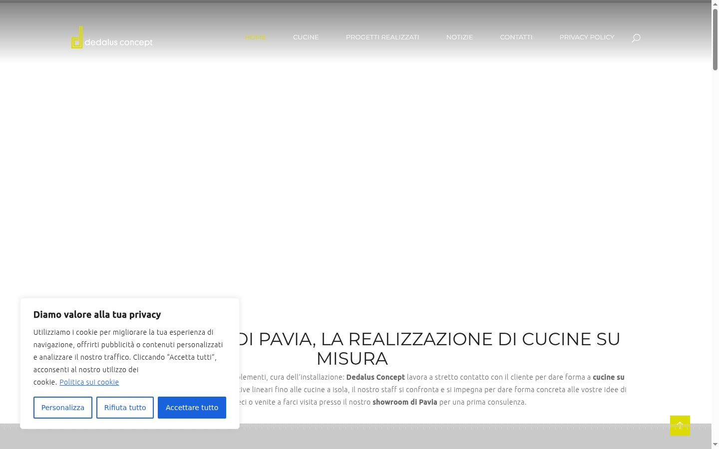Screenshot del banner di consenso mostrato prima di qualsiasi interazione