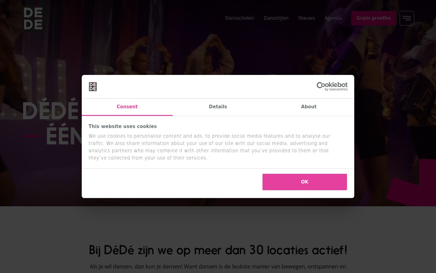 Screenshot of the consent banner shown before any interaction