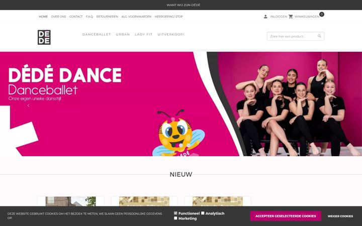 Skärmbild av dededancewear.nl