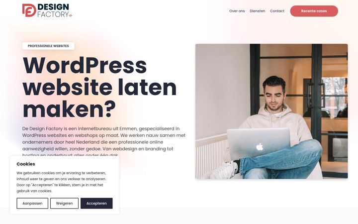 Skärmbild av dedesignfactory.nl