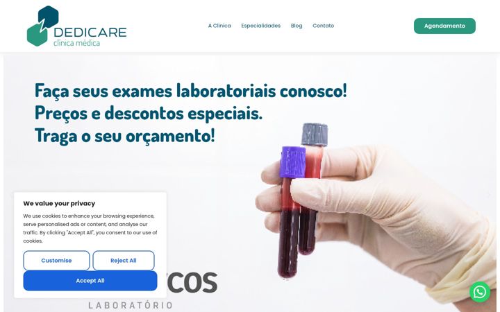Screenshot stránky dedicareclinicamedica.com.br