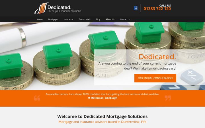 Screenshot of dedicatedmortgages.com