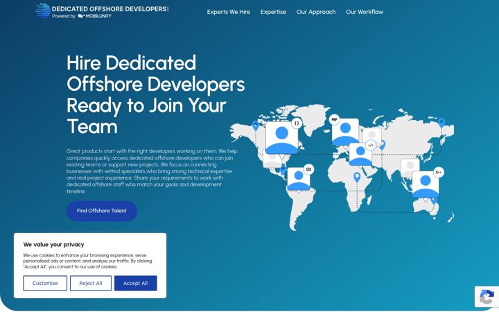 Screenshot of dedicatedoffshoredevelopers.com