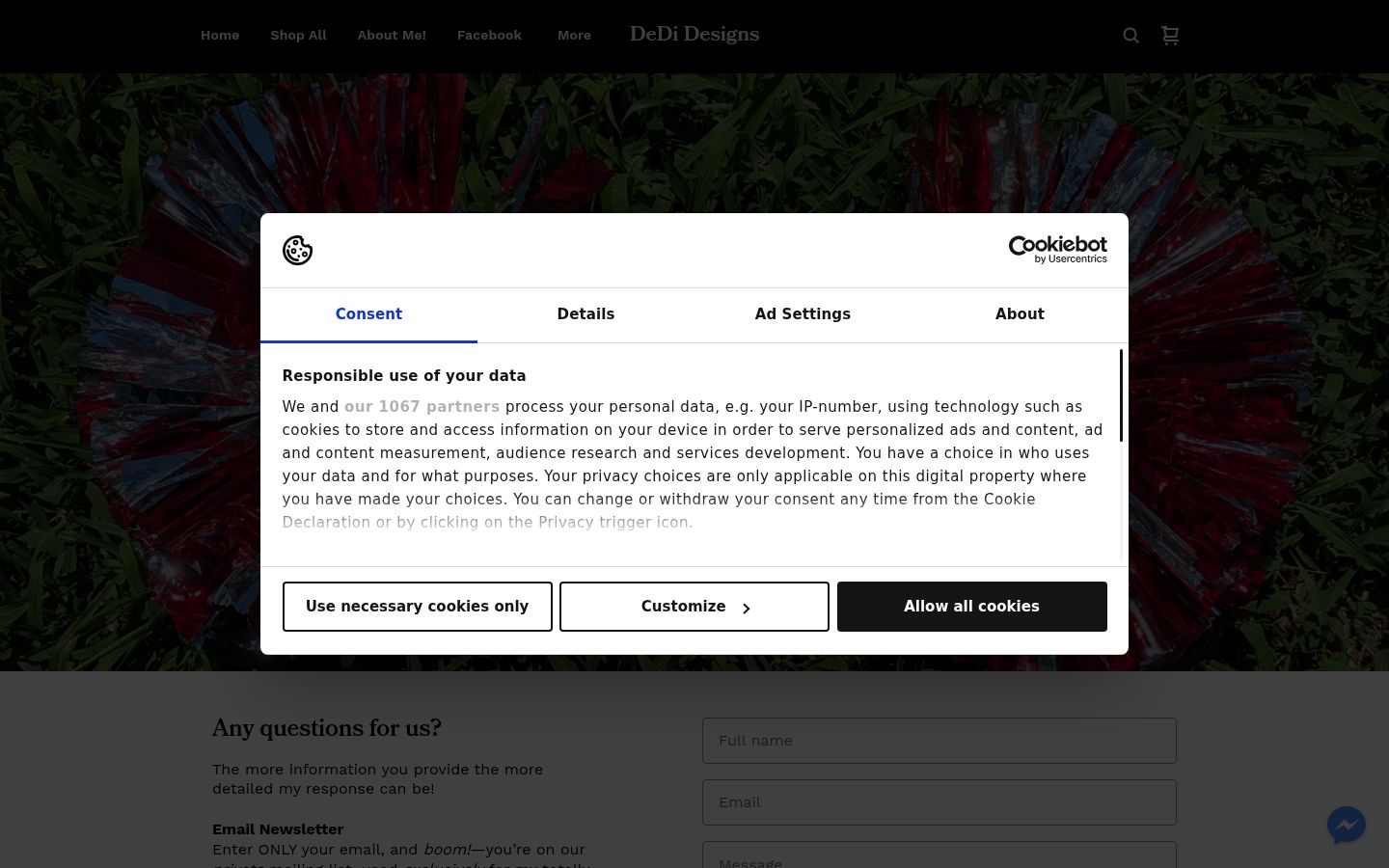Screenshot of the consent banner shown before any interaction