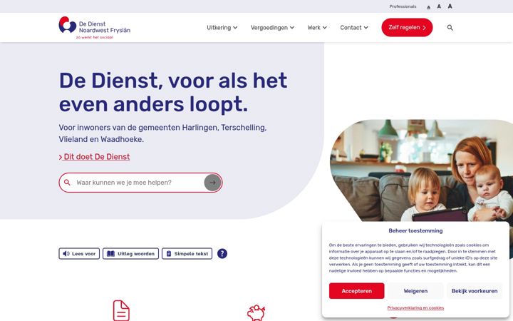 Skärmbild av dedienst.nl
