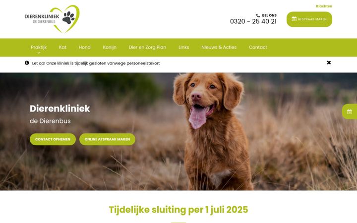 Skärmbild av dedierenbus.nl