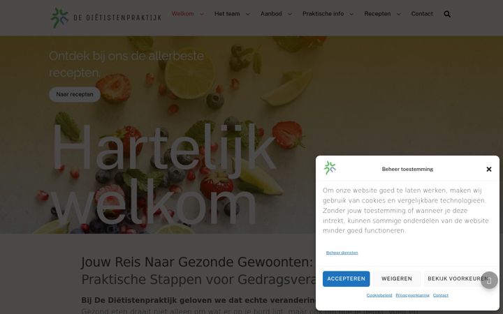Skärmbild av dedietistenpraktijk.nl