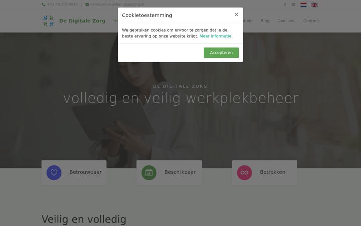 Skärmbild av dedigitalezorg.nl