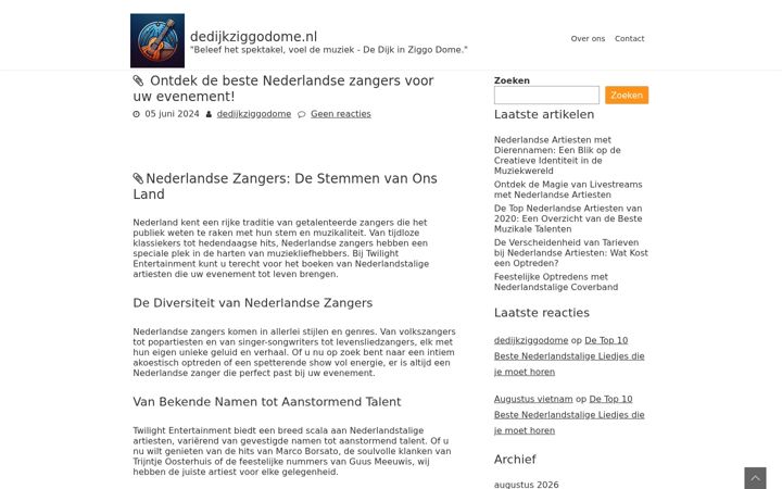 Skärmbild av dedijkziggodome.nl