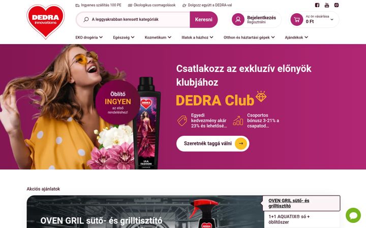 Skärmbild av dedraclub.hu