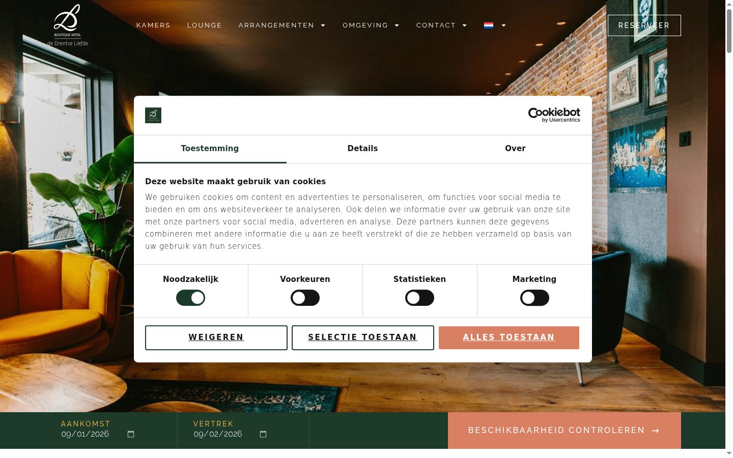 Képernyőkép a bármilyen interakció előtt megjelenő hozzájárulási bannerről