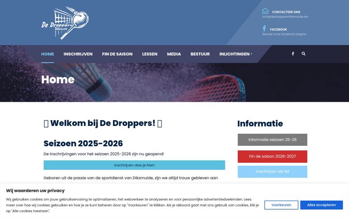 Screenshot of dedroppersdiksmuide.be