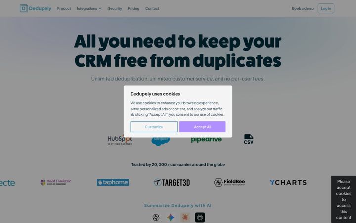Screenshot of dedupe.ly