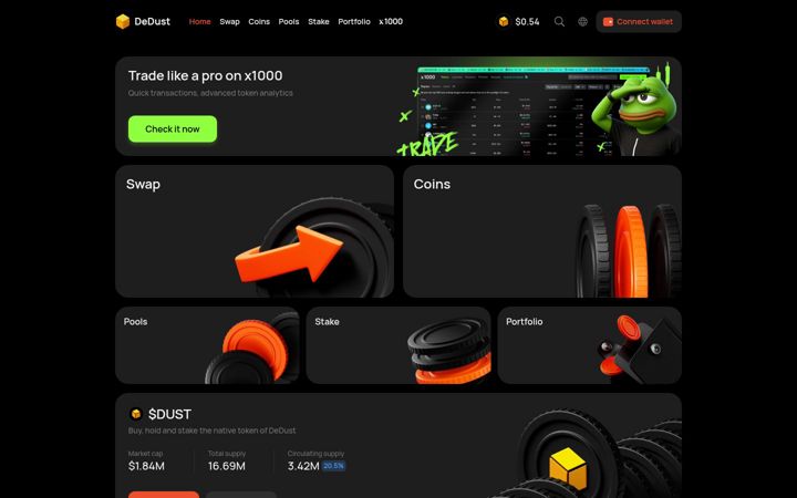 Screenshot of dedust.io