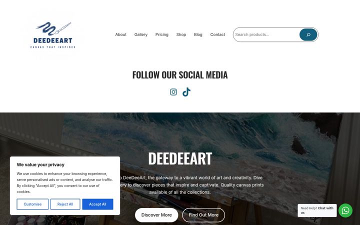 Screenshot of deedeeart.co.uk