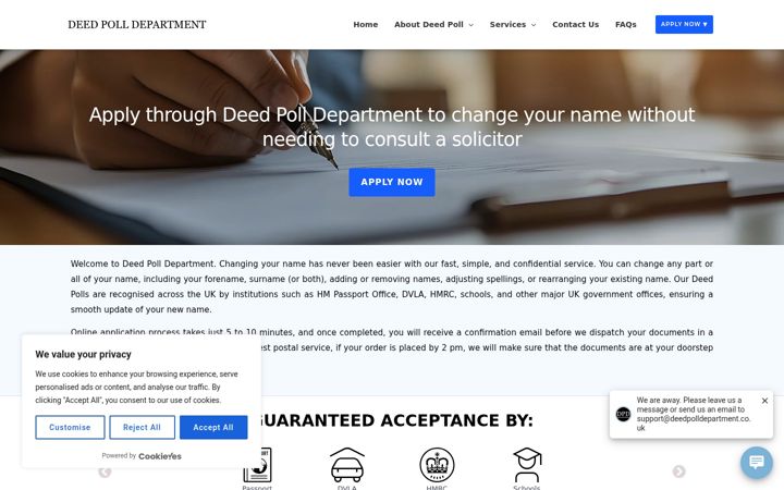 Snímek obrazovky deedpolldepartment.co.uk