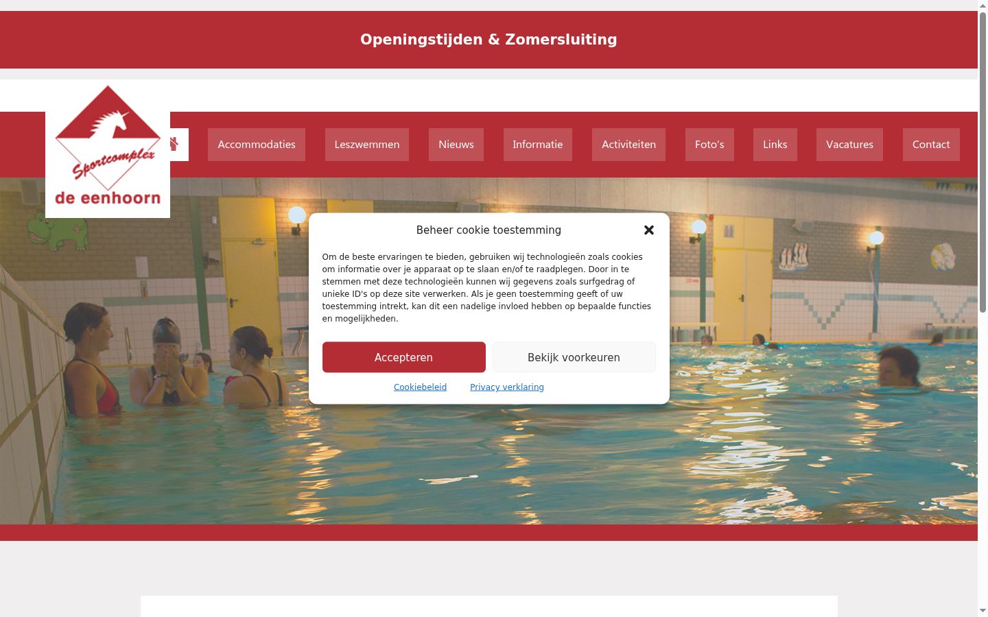 Screenshot van de toestemmingsbanner zoals getoond vóór enige interactie